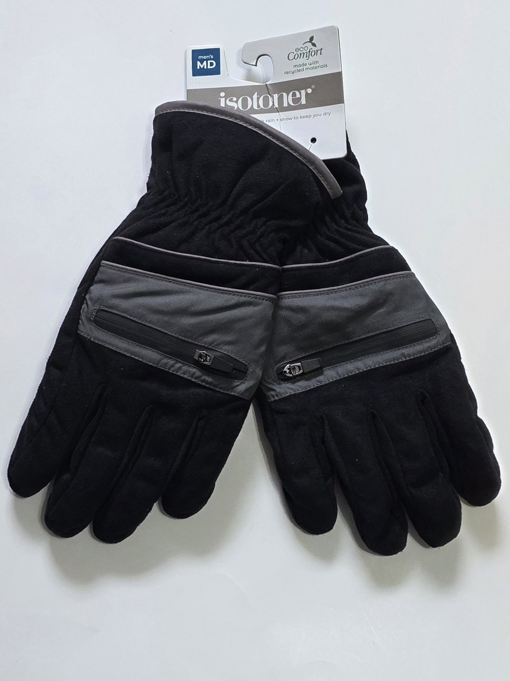 Isotoner Men's Eco Comfort smartDri smarTouch Fleece Winter Gloves Men's Medium